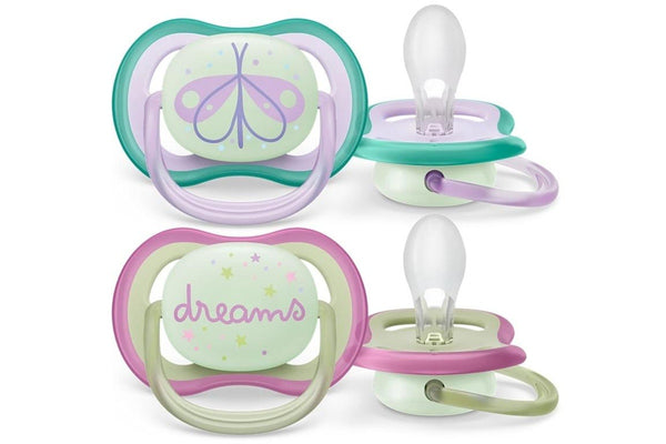 Avent: Ultra Air Soother - Night Pink/Green 0-6m (2 Pack)
