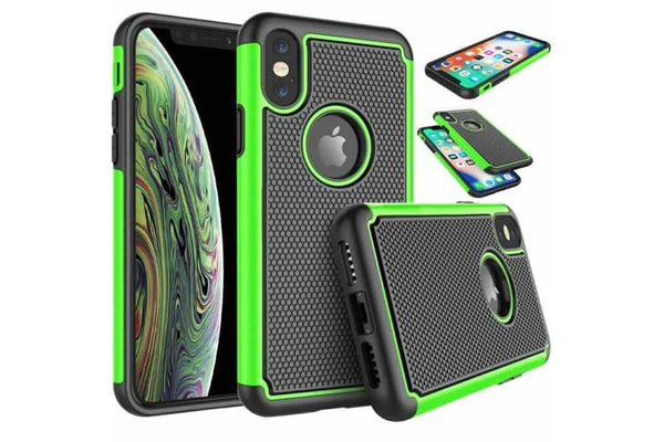 For Apple iPhone XS Max Case Drop Resistant Defender Tradies Heavy Duty Rugged Shockproof Tough Cover (Green)