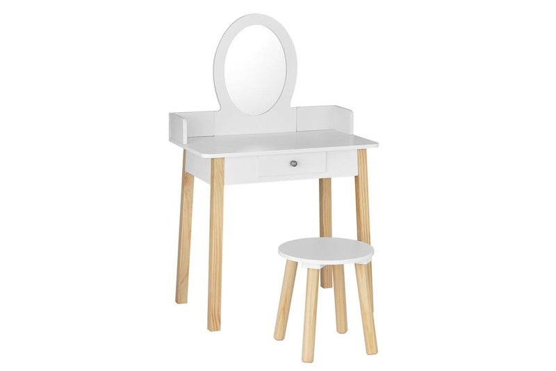 Keezi Kids Dressing Table Chair Set Wooden Leg Vanity Makeup Drawer Mirror Kids Dressing Tables