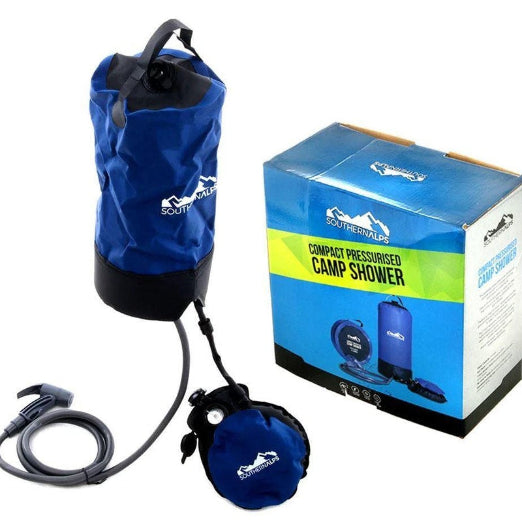 Southern Alps Compact Pressurised Camp Shower with Foot Pump