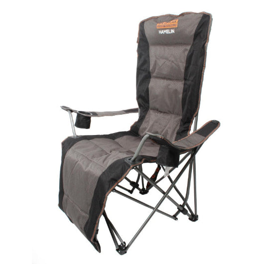 Wildtrak Hamelin 146cm Camp Lounger Outdoor Camping Reclining Chair Grey/Black