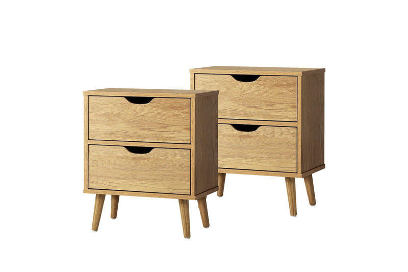 Oikiture 2 X Bedside Tables Bedroom Furniture Wooden