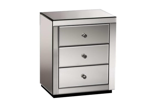 Artiss Bedside Table 3 Drawers Mirrored - PRESIA Grey