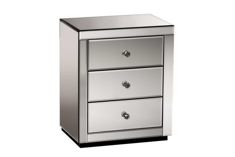 Artiss Bedside Table 3 Drawers Mirrored - PRESIA Grey