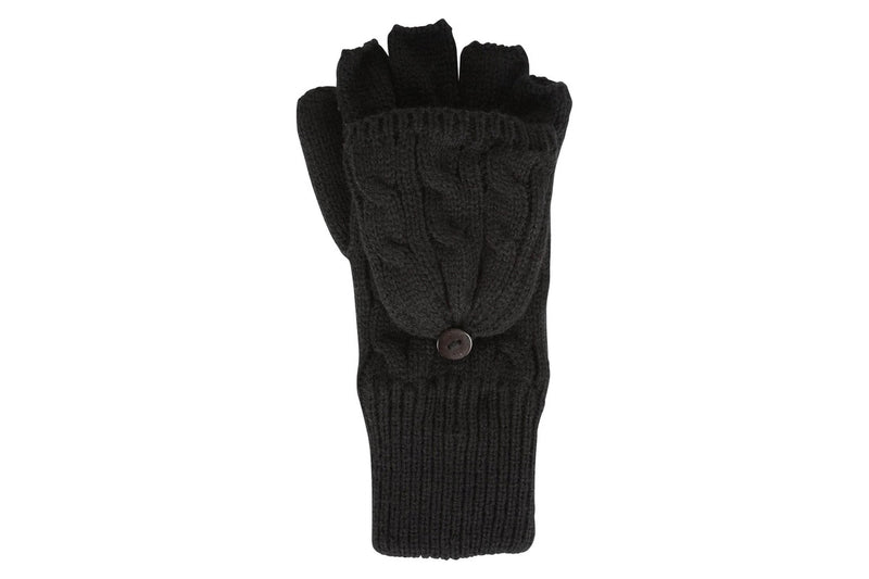 Mountain Warehouse Womens/Ladies Faux Fur Lined Fingerless Gloves (Black) (One Size)