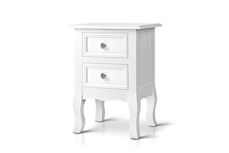 Artiss Bedside Table 2 Drawers - BISSET White