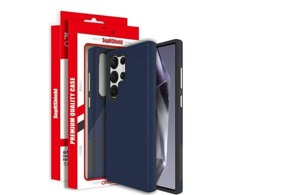 For Samsung Galaxy S24 Ultra SupRShield Triangle Shockproof Case Heavy Duty Rugged Bumper Anti Knock Phone Back Cover (Navy Blue)