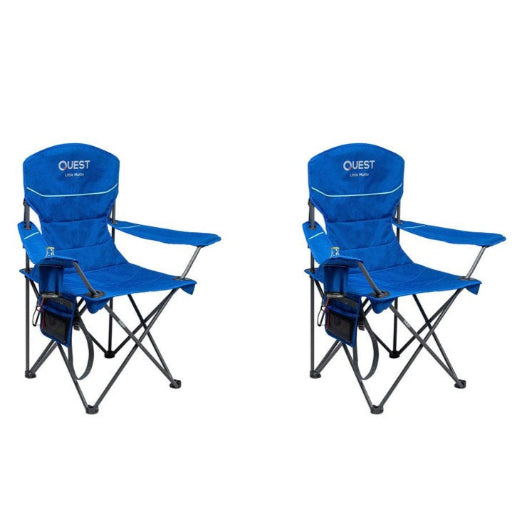 2x Quest Outdoors Steel Frame Polyester Little Mutha Camp Chair Regal Blue