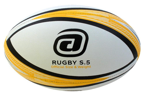 Avaro Club / Match Rugby Union Ball - Yellow / Black - Size 5