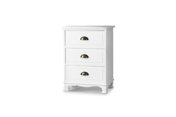 Artiss Bedside Table 3 Drawers Vintage - THYME White