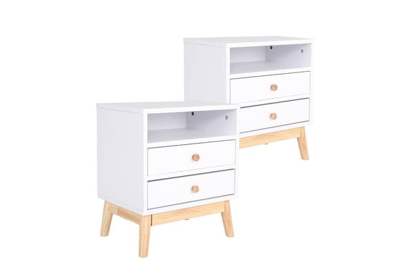 2X Bedside Table Side Storage Cabinet Nightstand Bedroom Drawer Anya White Bedside Tables