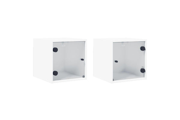 Bedside Cabinets with Glass Doors 2 pcs White 35x37x35 cm vidaXL