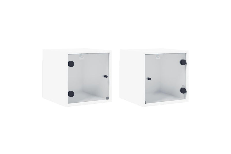Bedside Cabinets with Glass Doors 2 pcs White 35x37x35 cm vidaXL