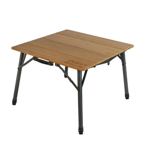 Quest 70cm Square Bamboo Table Outdoor Portable Camping Desk w Carry Bag Small