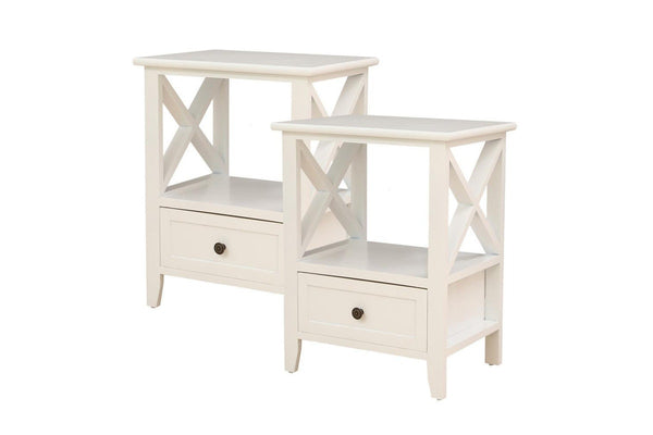 2 Tier Bedside Table With Storage Drawer Pcs Rustic White Bedside Tables