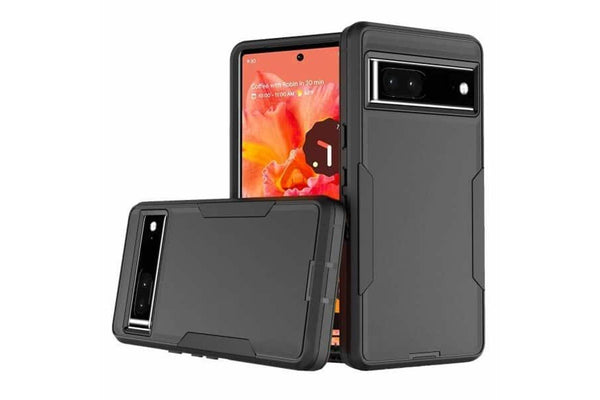 For Google Pixel 7 3in1 Case Drop Resistant Defender Tradies Hybrid Armor Heavy Duty Rugged Shockproof Tough Cover (Black)