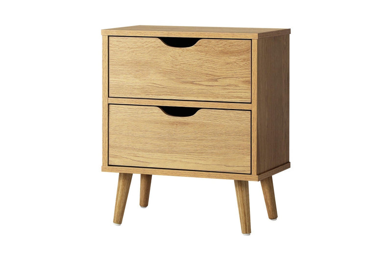 Oikiture Bedside Tables 2 Drawers Side Table Wooden