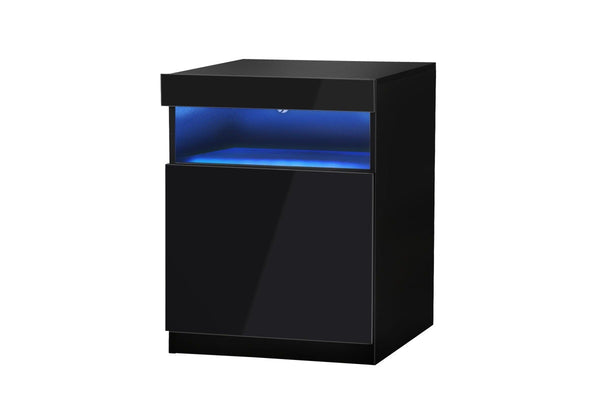 Oikiture Bedside Table LED Black