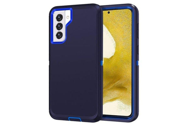 For Samsung Galaxy S22+ /S22 Plus Case Drop Resistant Defender Tradies Heavy Duty Rugged Shockproof Tough Cover (Navy Blue /Blue)