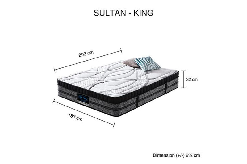 King Mattress Pocket Coil Spring Foam Firm Bed 32cm thick