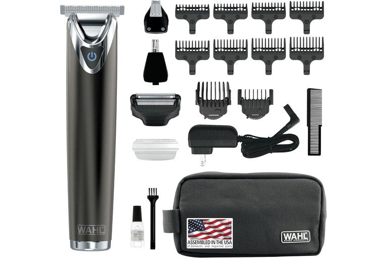 WAHL USA Stainless Steel Lithium Ion 2.0+ Slate Beard Trimmer for Men - Electric Shaver, Nose Ear Trimmer, Rechargeable All in One Men's Grooming Kit - Model 9864