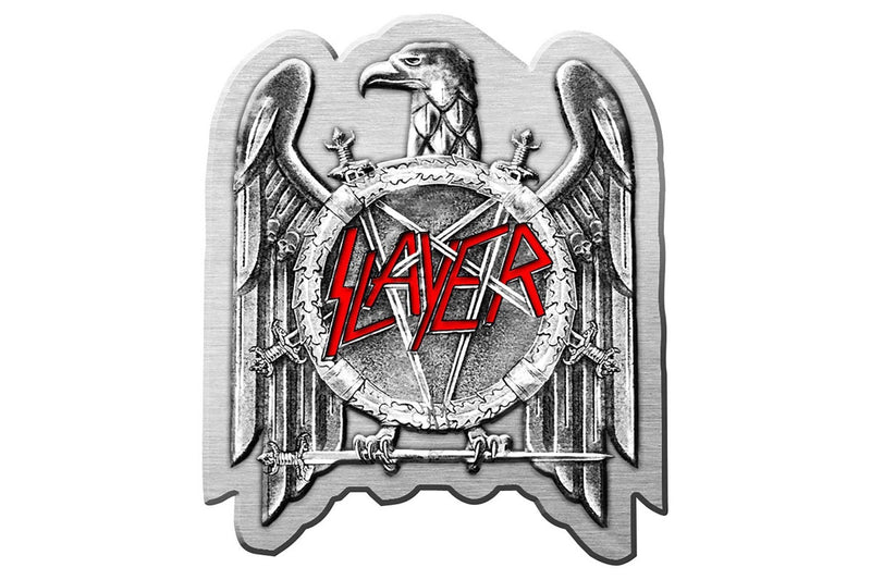 Slayer Logo Enamel Eagle Badge (Grey/Red) (One Size)