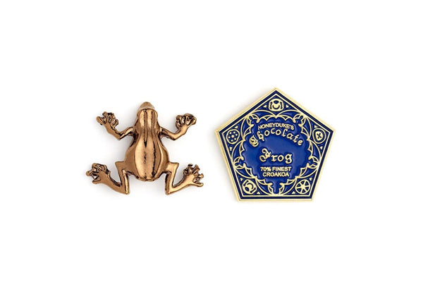Harry Potter Chocolate Frog Pin Badge Set (2 Pieces) (Gold/Blue) (One Size)