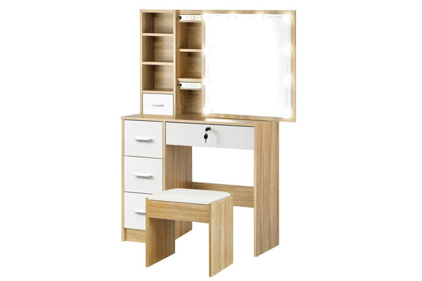 Oikiture Dressing Table Stool Set 10 LED Bulbs(Natural White)