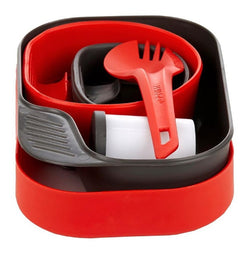 7pc Wildo Camp-A-Box Complete Camping Kit Utensils Bowl Plate Cup Dinner Set Red
