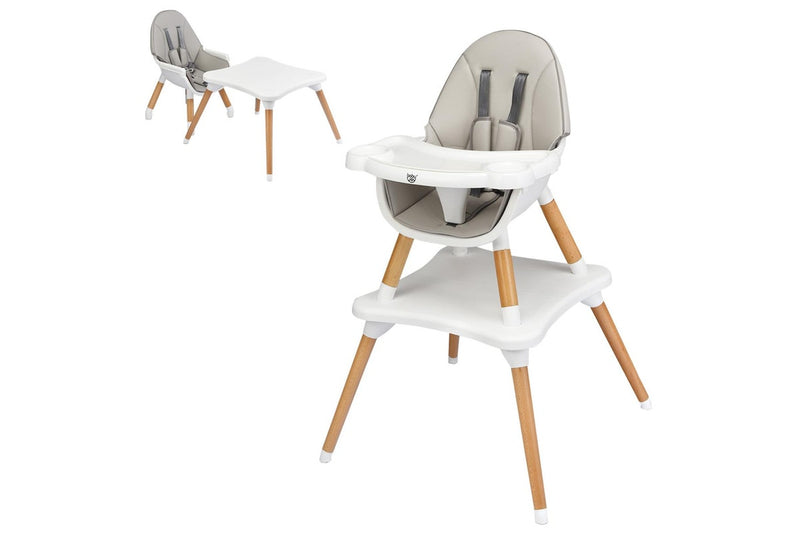 Giantex 5-in-1 Convertible Baby High Chair Toddler Booster Seat Kids Table & Chair Set w/Removable Tray, Grey