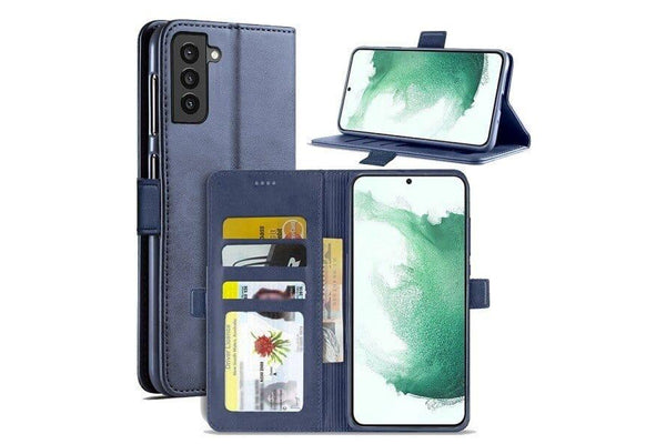 For Samsung Galaxy S22+ /S22 Plus SupRShield Wallet Leather Card Holder Flip Protective Shockproof Magnetic Case Cover (Navy Blue)