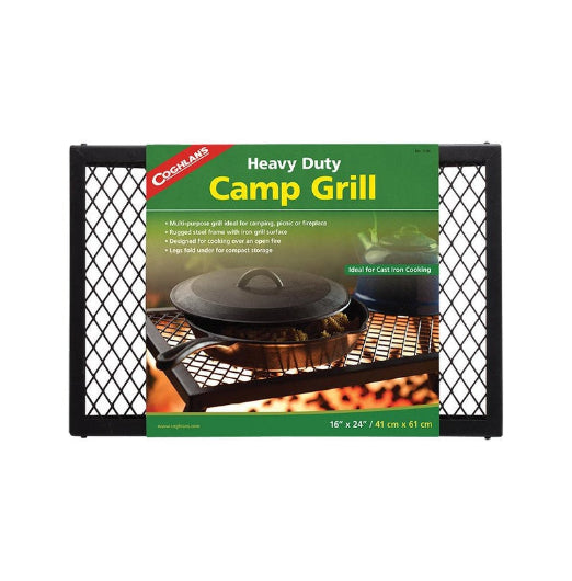 Coghlans 61cm Heavy Duty Camp Grill Camping Campfire for Cast Iron Cookware BLK