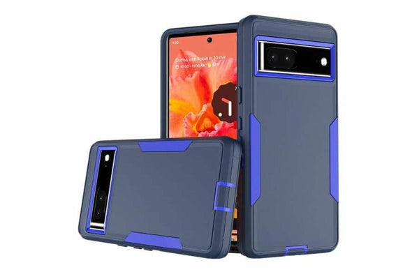 For Google Pixel 7 3in1 Case Drop Resistant Defender Tradies Hybrid Armor Heavy Duty Rugged Shockproof Tough Cover (Navy Blue)