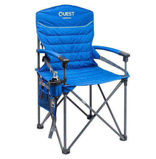Quest Outdoors Castaway Hard Arm Camp Chair Hiking Picnic Seat Regal Blue
