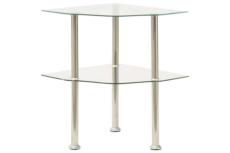 2-Tier Side Table Transparent 38x38x50 cm Tempered Glass vidaXL
