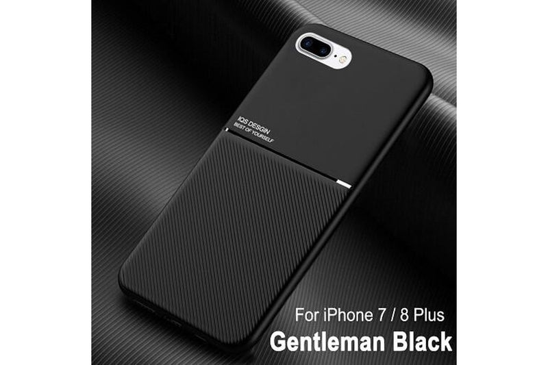 For Apple iPhone 8+ /8 Plus Business Style Luxury Matte Soft Silicone Drop Resistant Case Cover (Black)