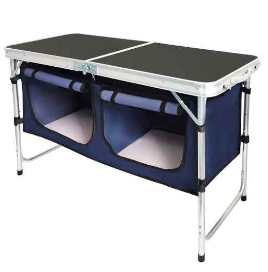 HYPERANGER Aluminum Alloy Outdoor Adjustable Folding Table with Storage Organizer