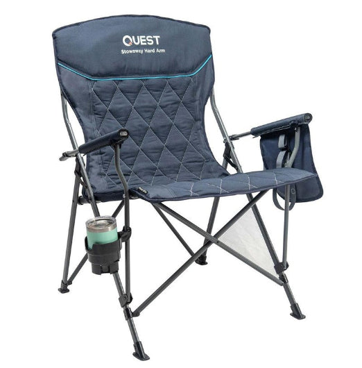 Quest Outdoors 97x73cm Stowaway Hard Arm Camping Chair Seat w Carry Bag