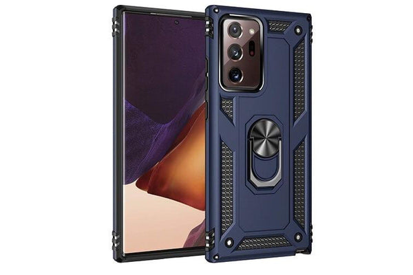 For Samsung Galaxy Note 20 Ultra /Note 20 Ultra 5G 6.9 Case, Military Grade 360 Degree Rotating Metal Magnetic Ring Car Mount Holder Kickstand Shockproof Heavy Duty Cover (Navy Blue)