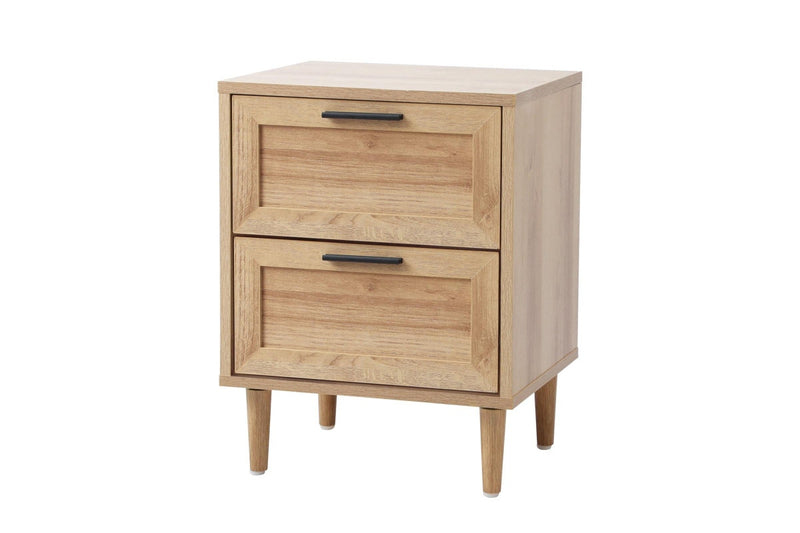 Oikiture Bedside Table Nightstand Natural