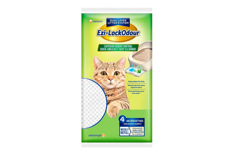 4PK Unicharm Ezi-Lockodour Absorbent Disposable Cat Pads f Dual Layer Litter