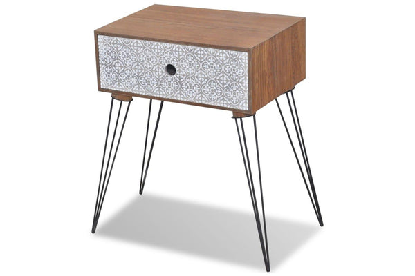 Nightstand with 1 Drawer Rectangular Brown vidaXL