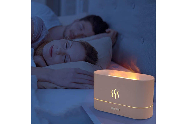 3D Flame Oil Diffuser Air Humidifier Noiseless Mist Aroma Diffuser White