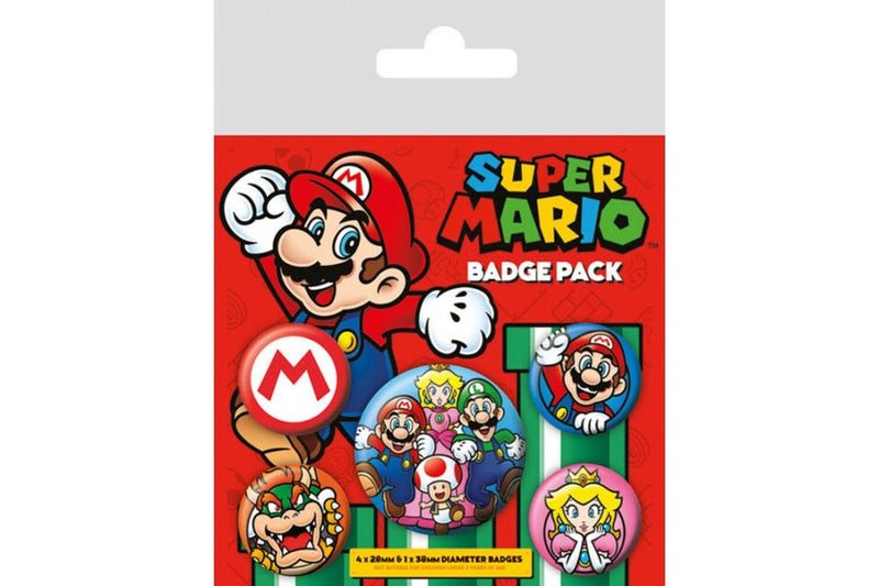 Super Mario Badge Set (Pack of 5) (Multicoloured) (One Size)