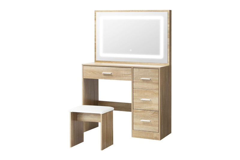 Oikiture Dressing Table Stool Set LED Light(Natural)