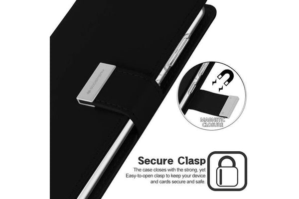 Goospery Samsung Galaxy S22 Rich Diary Wallet Flip Case Leather Card Slots Magnetic Cover (Black)
