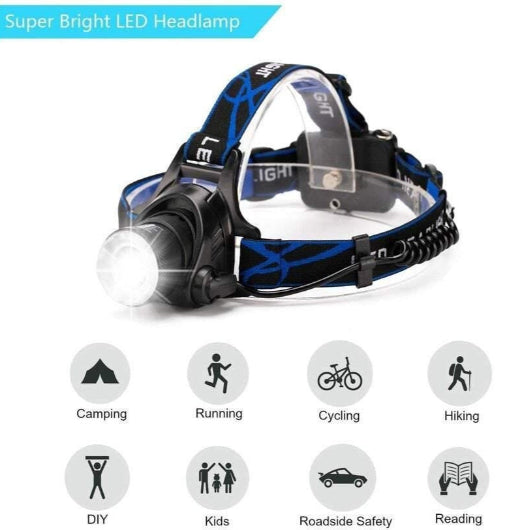 Outdoor Lighting Headlight Led 1000 Lumens Suitable For Camping Hiking Fishing Barbecue Repair Night Walk Outdoors Blue Head Torches