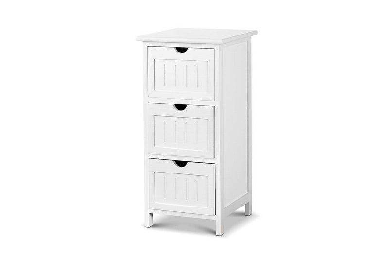 Artiss Bedside Table Bathroom Storage Cabinet 3 Drawers White