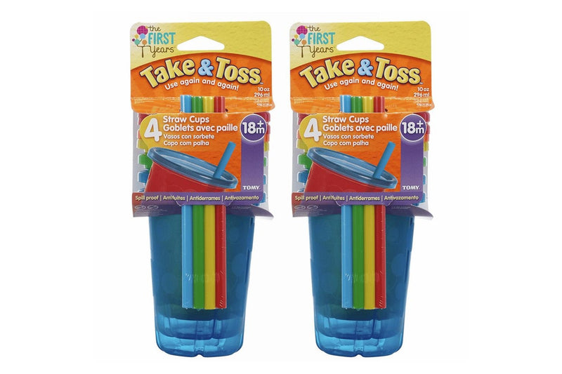 8pc The First Years Take & Toss 10oz 296m Straw Sipper Sippy Cups Kids 18m+