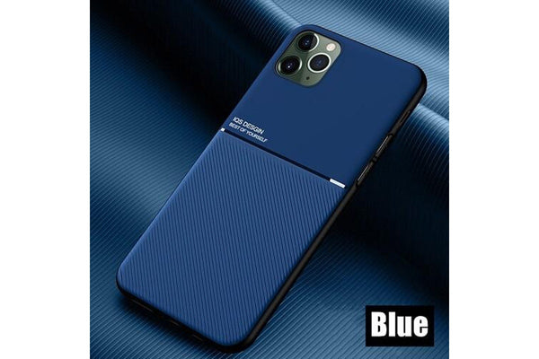 For Apple iPhone 11 Pro Business Style Luxury Matte Soft Silicone Drop Resistant Case Cover (Blue)